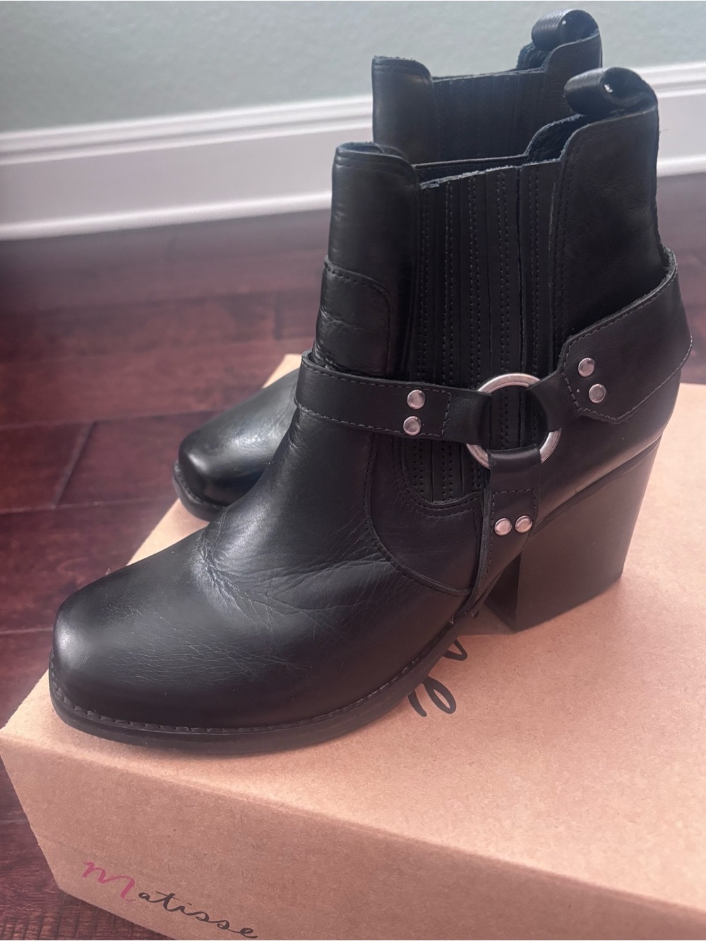Matisse Jasmin Black Leather Moto Harness Boots size 7.5 - Picture 3 of 8